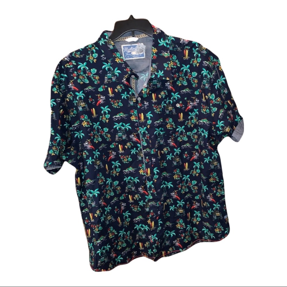Men’s Huntington‎ Hawaiian short sleeve button down shirt beach club plus 4X